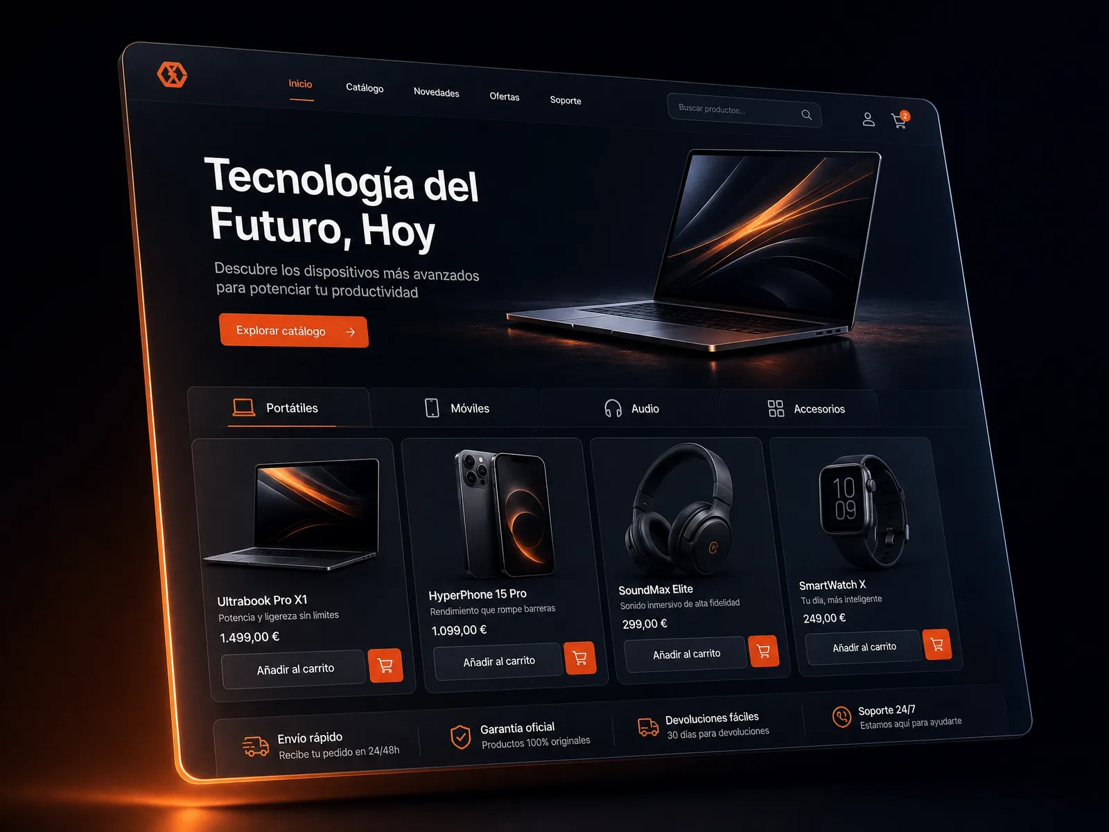 Render de una tienda online a medida desarrollada por Zakumi